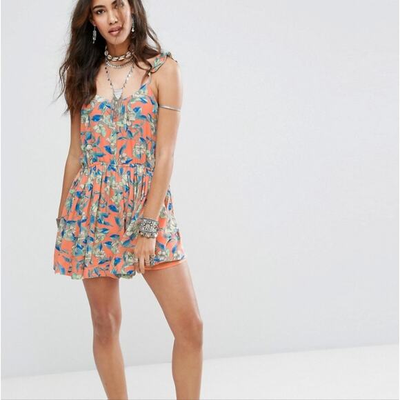 Free People Dear You Mini Dress Floral Flowy Empire Waist XS - Picture 1 of 13